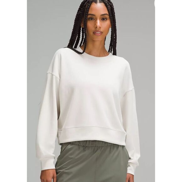 lululemon athletica Tops - NWOT Lululemon Softstreme Perfectly Oversized Cropped Crew white opal, $128 Sz 6